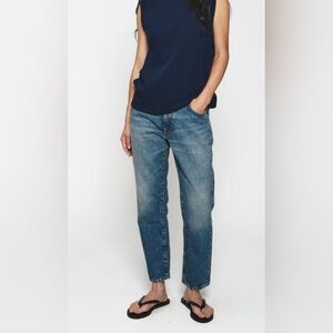 NWT 6397 Denim Jeans Style The News Shorty Sz 28 Button Fly Faded Blue MSRP $325